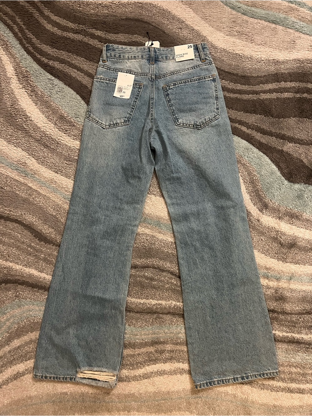 Forever 21 Light Blue Distressed Wide Leg Jeans with Studded Details - Picture 5 of 5